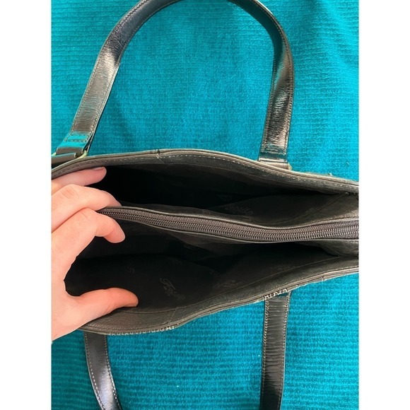 Fossil 1954 Multi Textured Leather Rectangle Satchel Shoulder Bag Black CUTE! - Picture 8 of 11